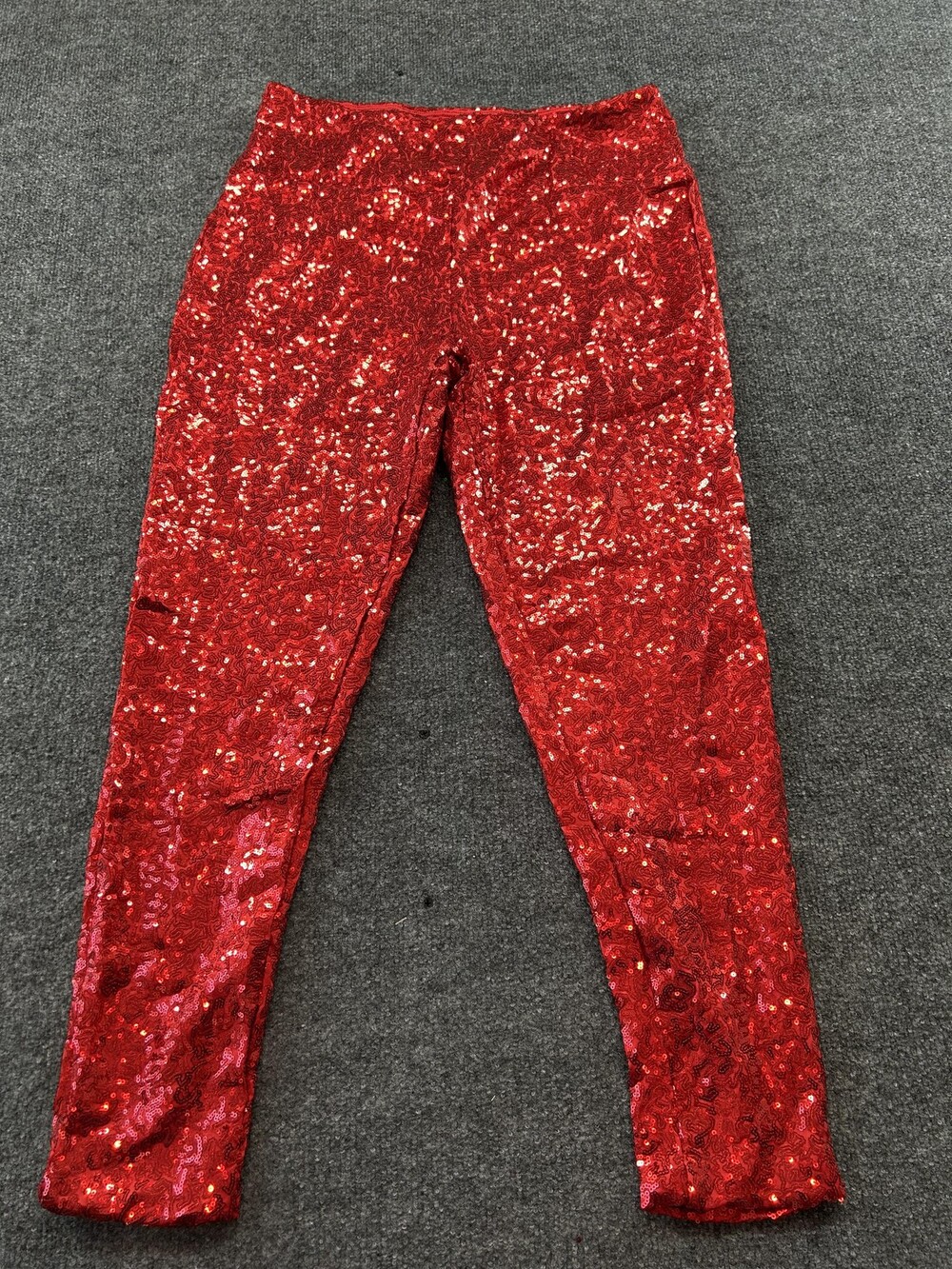 Tipsy Elves Leggings Womens 1X Red Sequin High Rise Ankle Party Pants Holiday